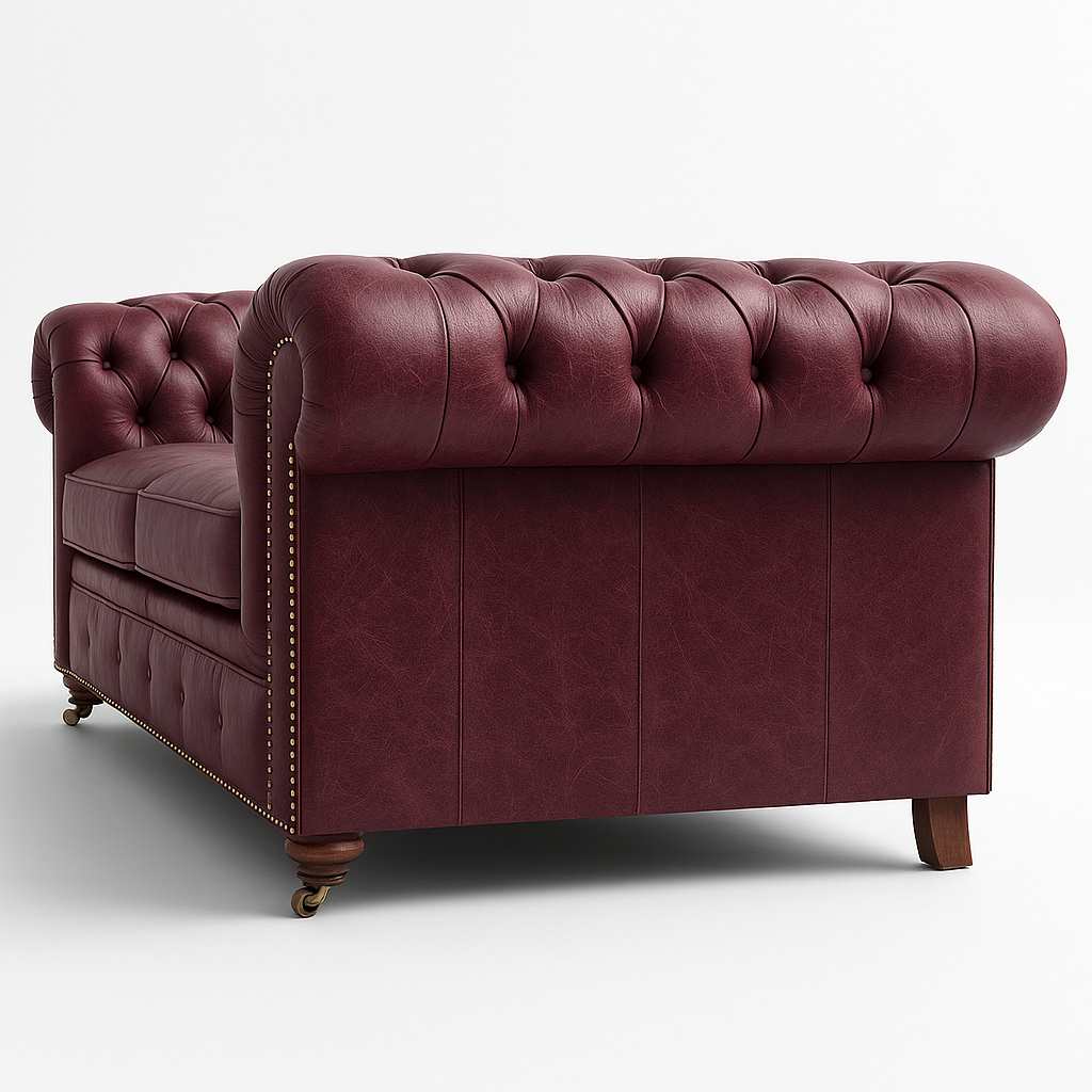 Balmoral Mulberry leather swatch – opulent British berry tone