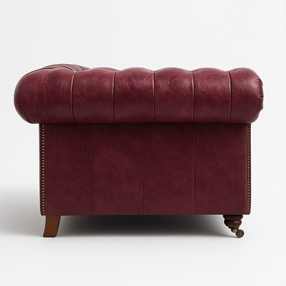 Balmoral Mulberry leather swatch – opulent British berry tone