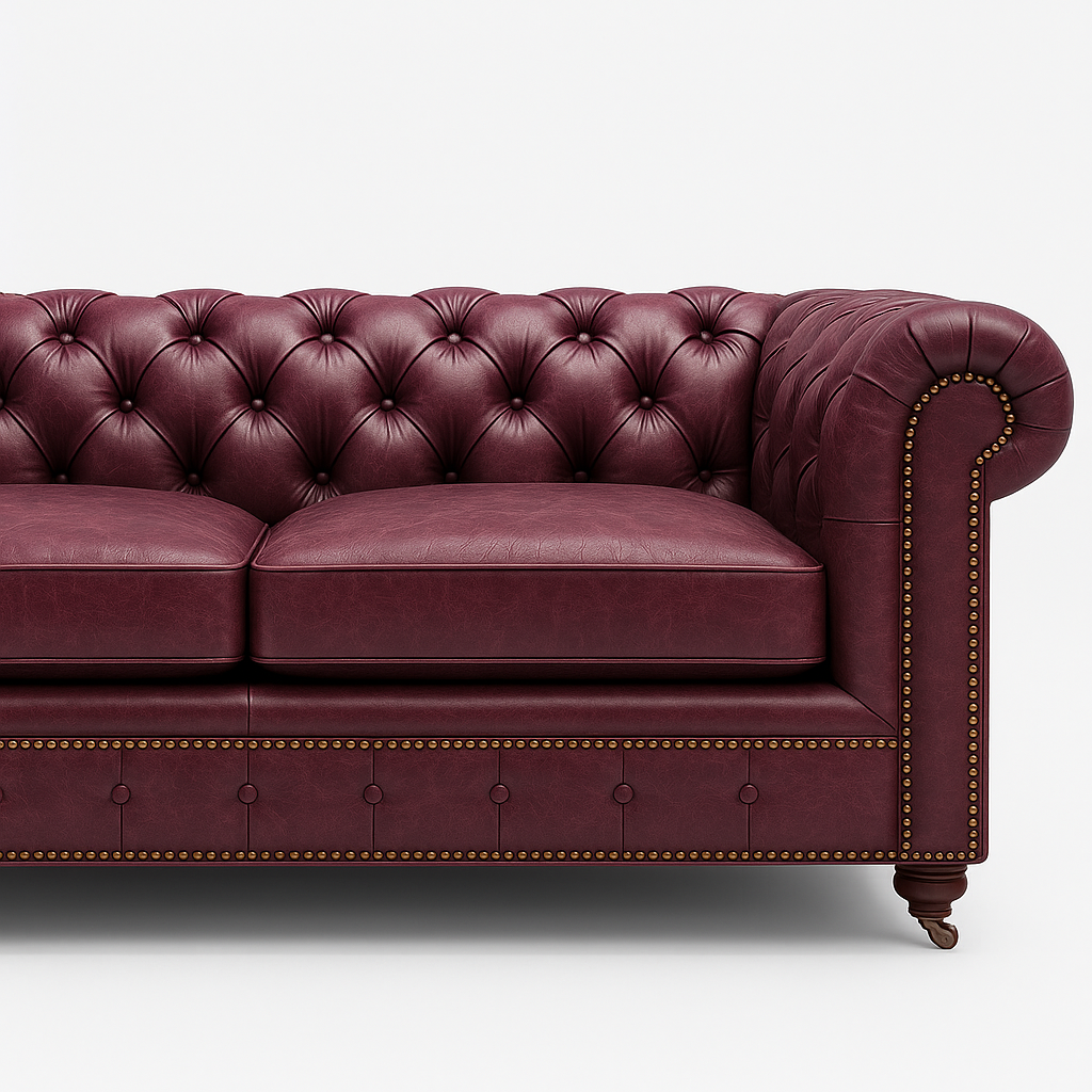 Balmoral Mulberry leather swatch – opulent British berry tone
