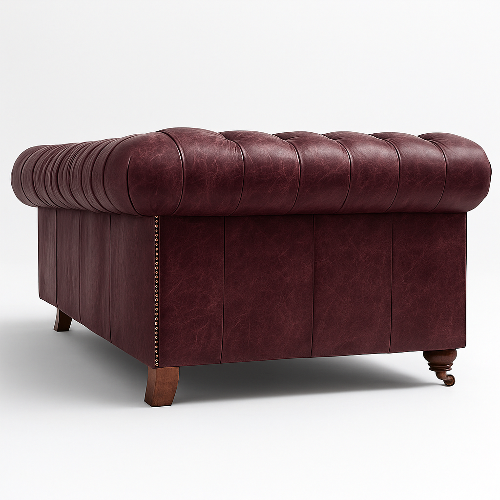 Balmoral Mulberry leather swatch – opulent British berry tone